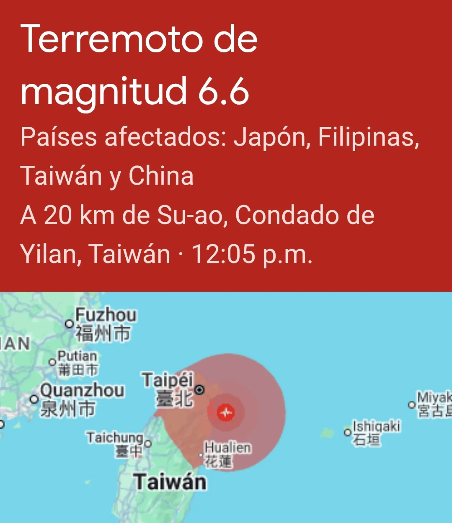 Un fuerte terremoto sacudió Taiwán y otros países