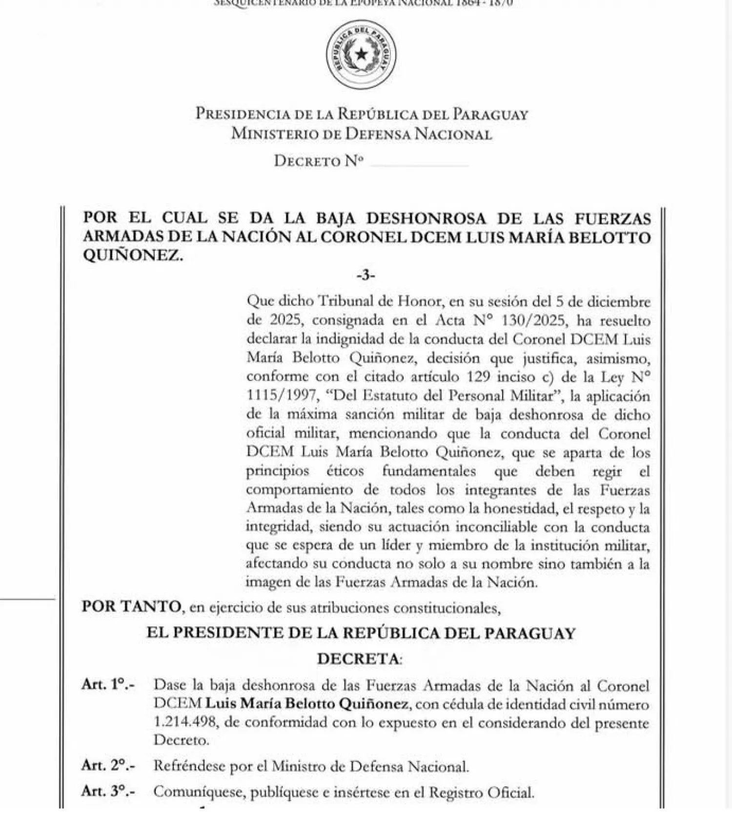 Baja deshonrosa para Coronel vinculado al supuesto narco 